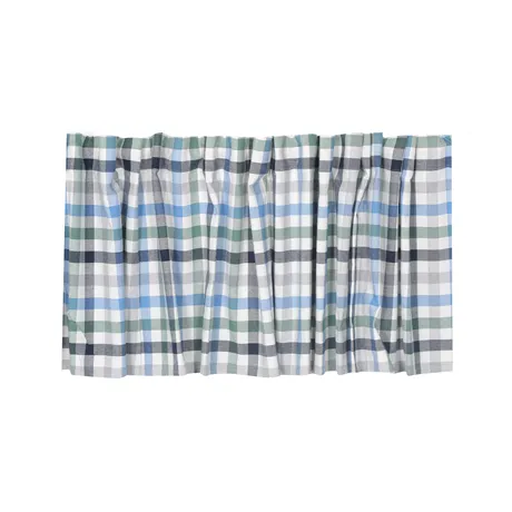 Recycelter Gardinenvolant Ruth, Hellblau/Grau/Beige