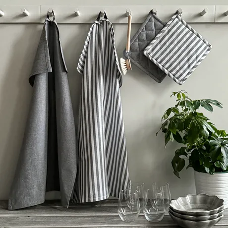 Recycelter Topflappen Melker 2er-Pack, Dunkelgrau/Weiß
