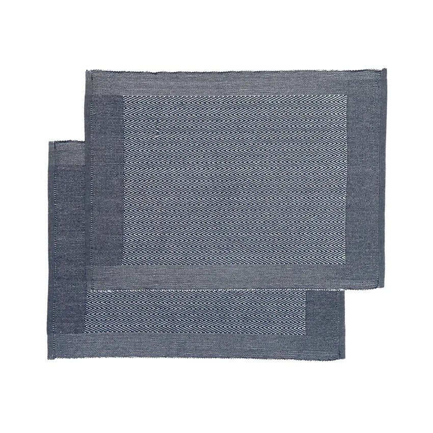 Recyceltes Tischset Agnes 2er-Pack, Navy Blau/Weiß