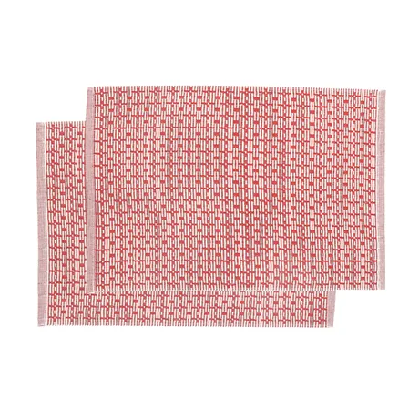 Recyceltes Tischset Stella 2er-Pack, Dunkelrot/Beige
