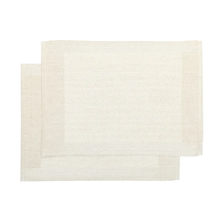Recyceltes Tischset Agnes 2er-Pack, Natur/Weiß