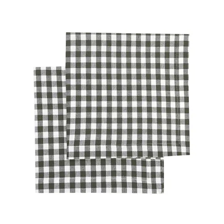Recycelte Serviette Bella 2er-Pack, Olivgrün/Beige
