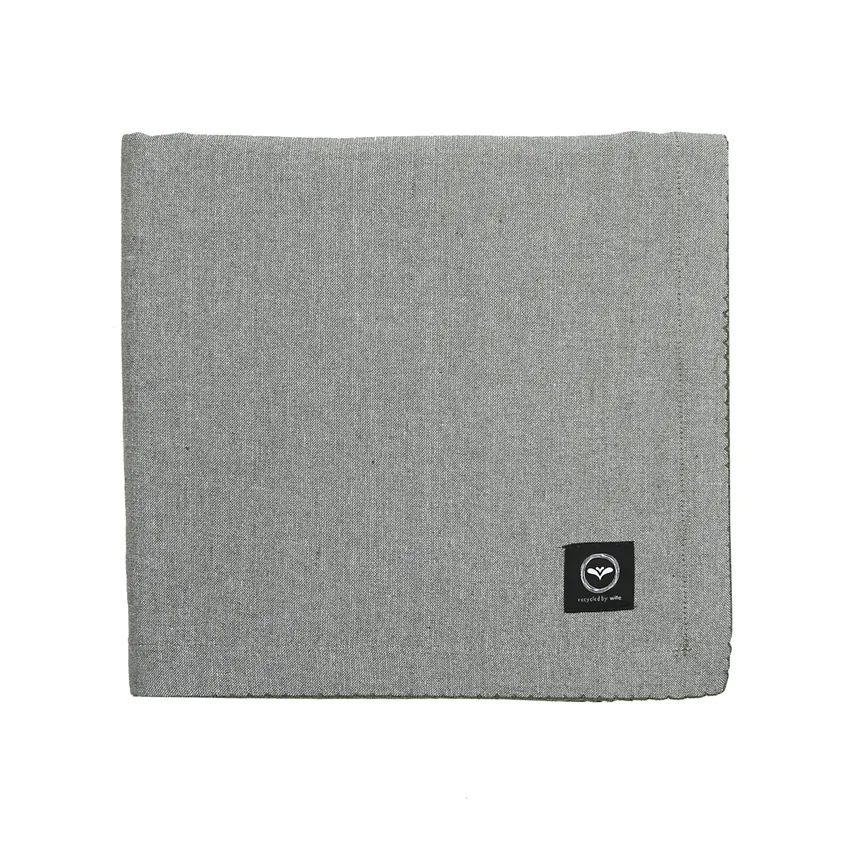 Recycelte Tischdecke Felicia, Olivgrün/Beige