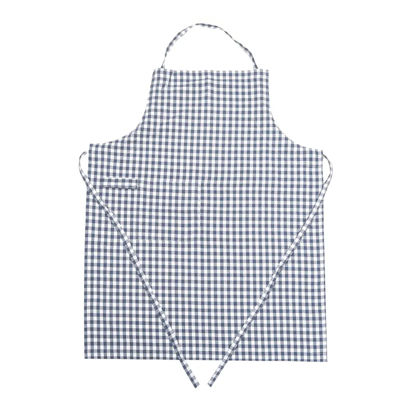 Recycelte Schürze Bella, Graublau/Weiß