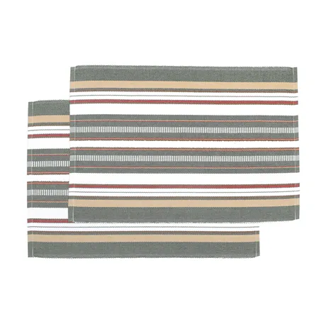 Recyceltes Tischset Karin 2er-Pack, Olivgrün/Sand/Braun