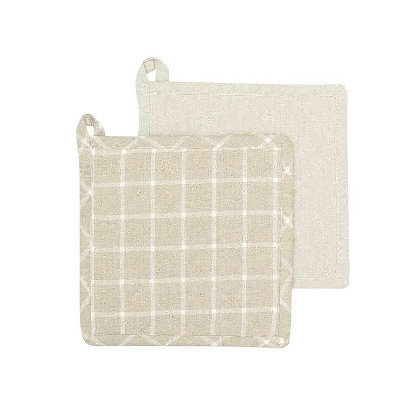 Recycelter Topflappen 2er-Pack, Natur/Weiß