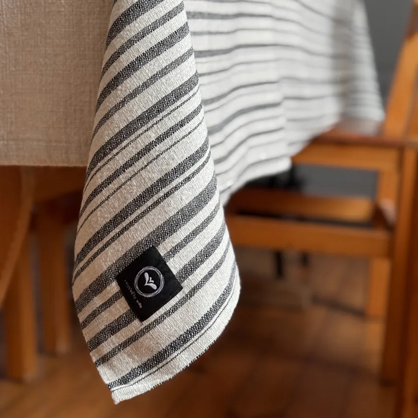 Recycled Tablecloth Charles, Ecru/Black