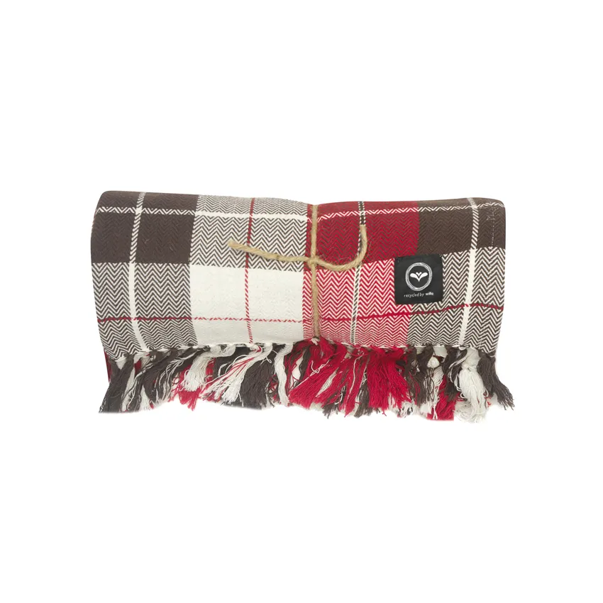 Recycled Blanket Adam, Dark Red/Brown/Ecru