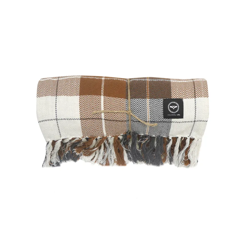 Recycled Blanket Adam, Dark Grey/Brown/Ecru