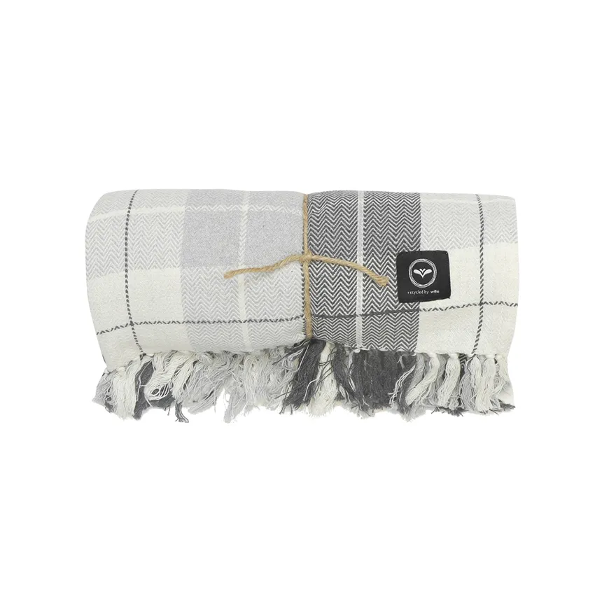 Recycled Blanket Adam, Dark Grey/Light Grey/Ecru