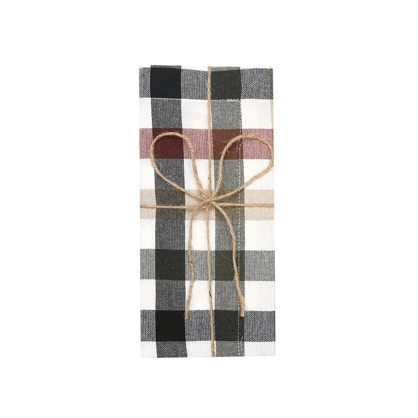 Recycled Napkin 2-pack Ruth, Olive Green/Black/Rust
