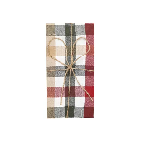 Recycled Napkin 2-pack Ruth, Dark Red/Olive Green/Dark Grey