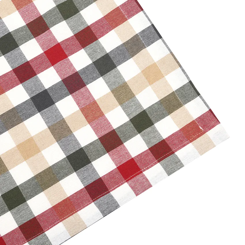 Recycled Tablecloth Ruth, Dark Red/Olive Green/Dark Grey