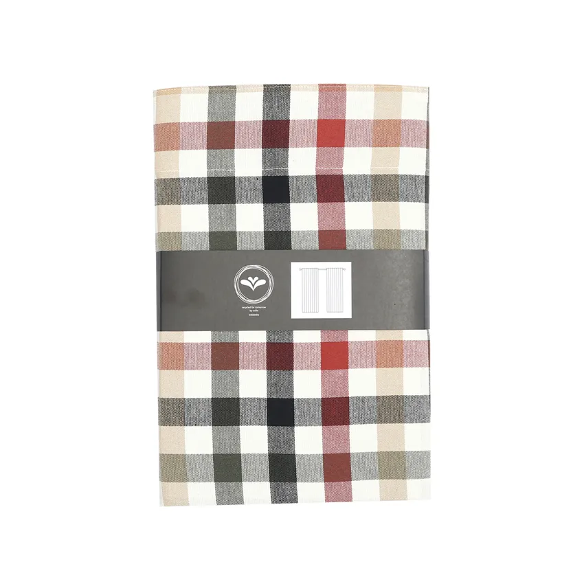Recycled Curtain Panel 2-pack Ruth, Olive Green/Black/Rust
