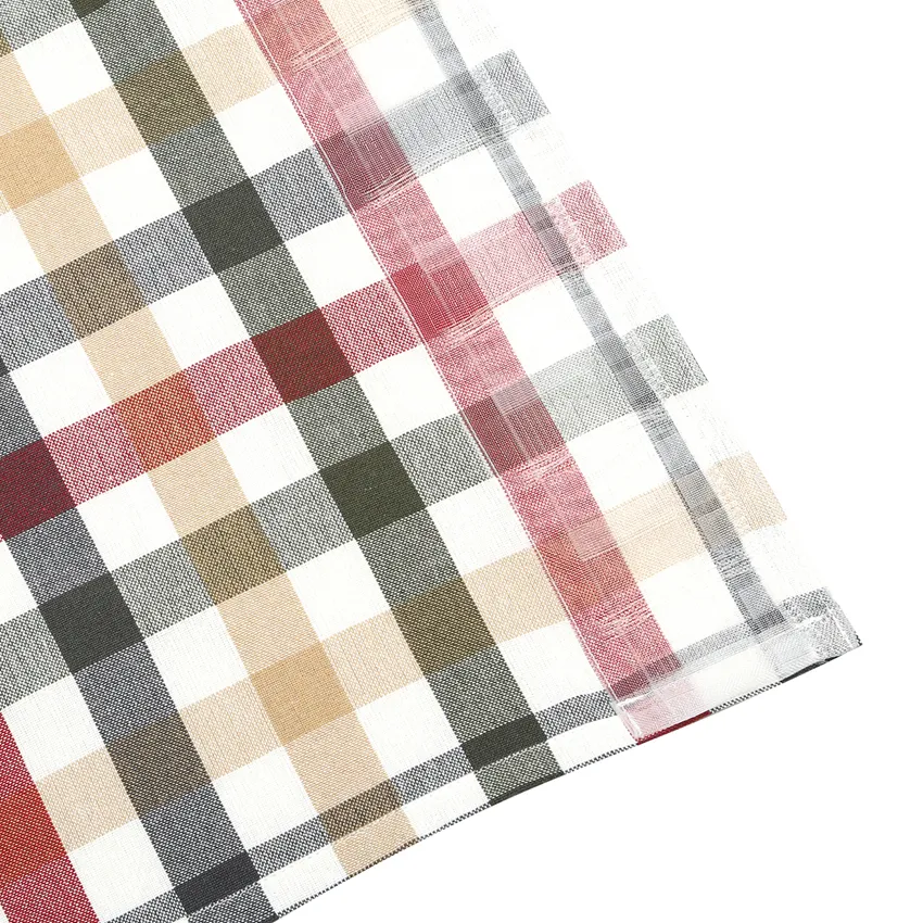 Recycled Curtain Panel 2-pack Ruth, Dark Red/Olive Green/Dark Grey