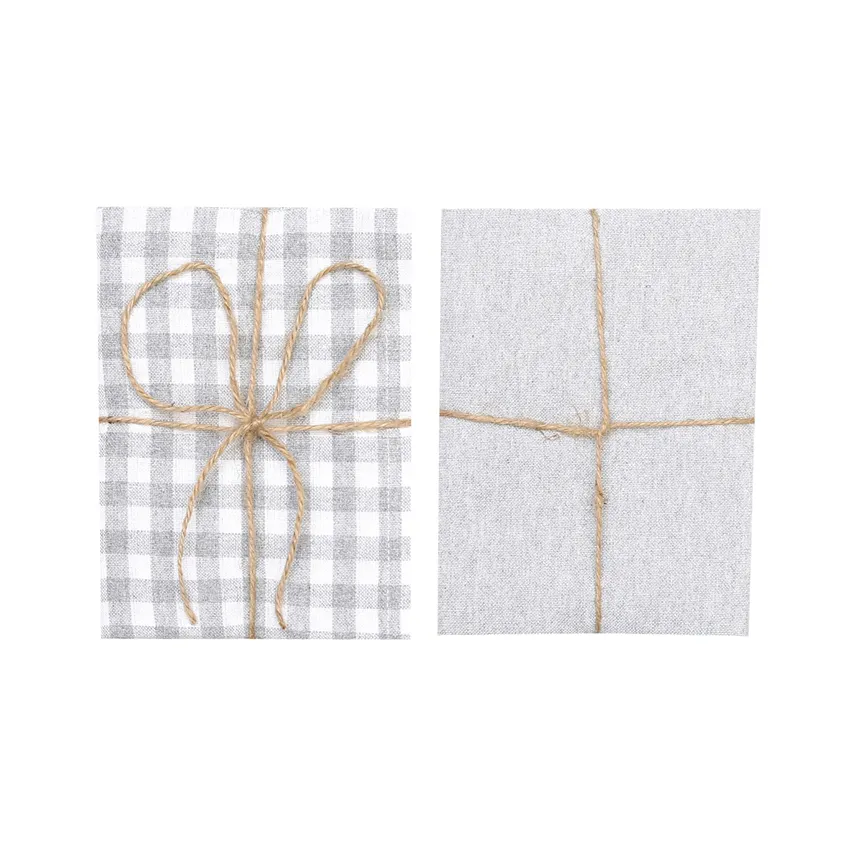 Recycled Tea Towel 2-pack Bella, Light Grey/White