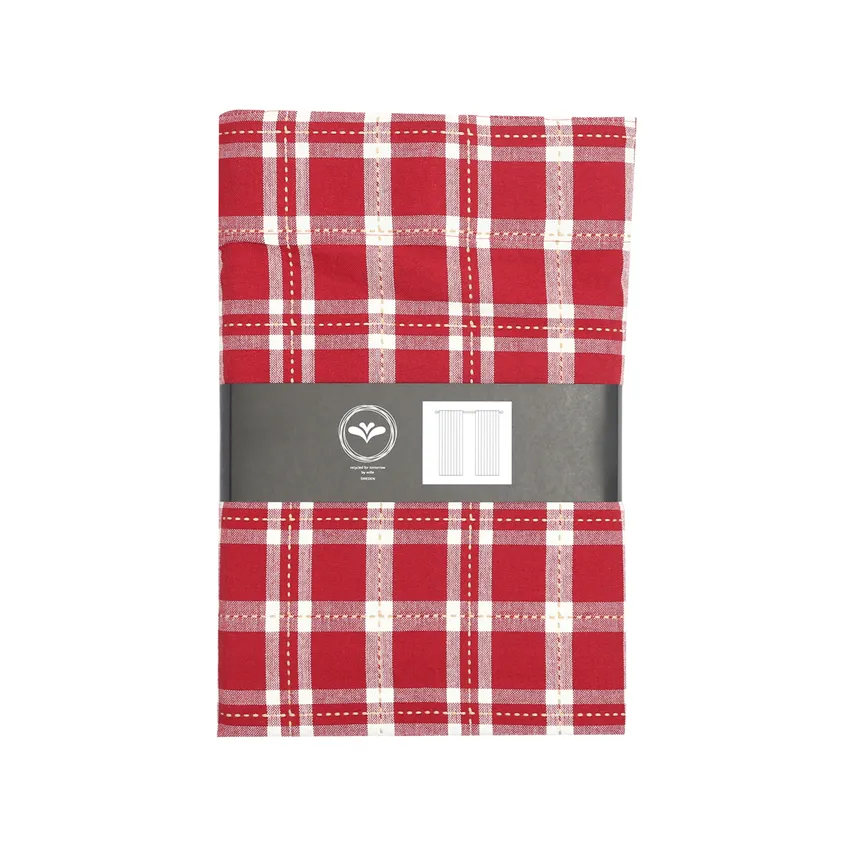 Recycled Curtain Panel 2-pack Ann, Dark Red/Sand/Beige