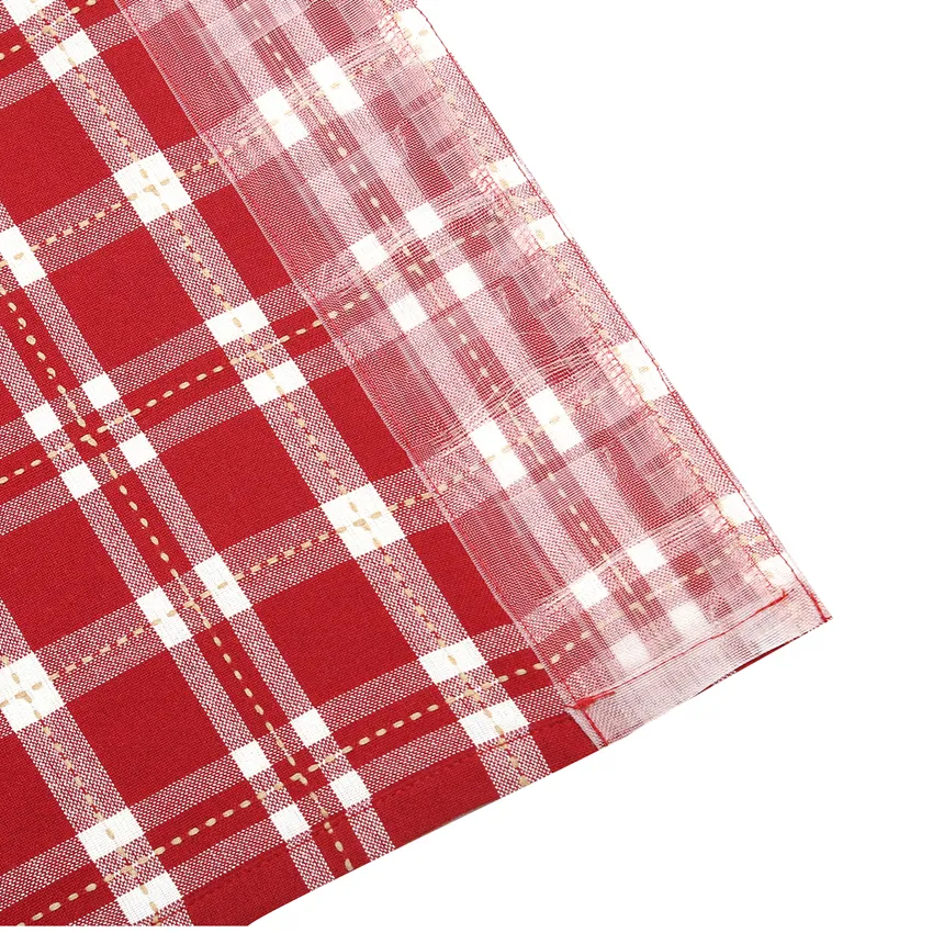 Recycled Curtain Valance Ann, Dark Red/Sand/Beige