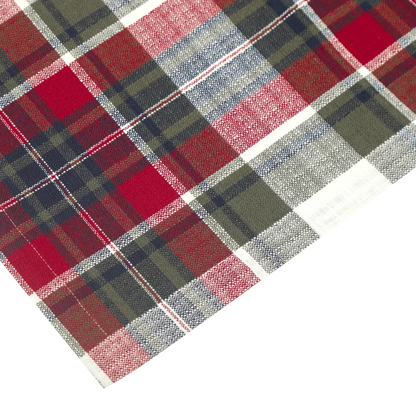 Recycled Tablecloth Hilda, Dark Red/Olive Green/Navy Blue