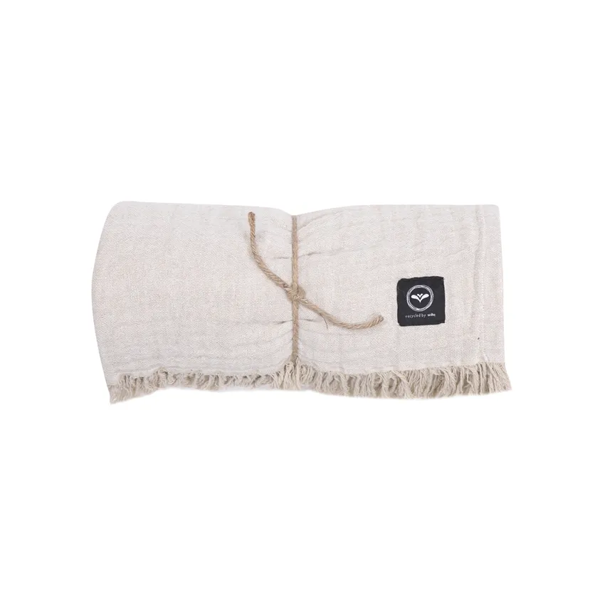 Recycled Blanket Clara, Linen/White