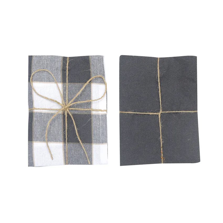 Recycled Tea Towel 2-pack Ted, Dark Grey/Sand/White