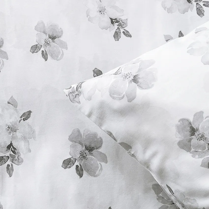 Pillowcase Satin Mona, White/Light Grey