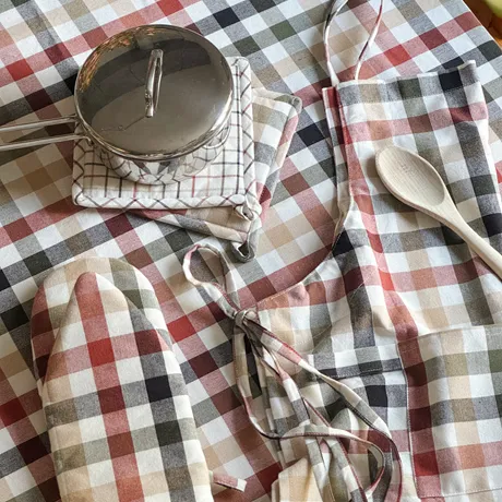 Recycled Apron Ruth, Olive Green/Black/Rust