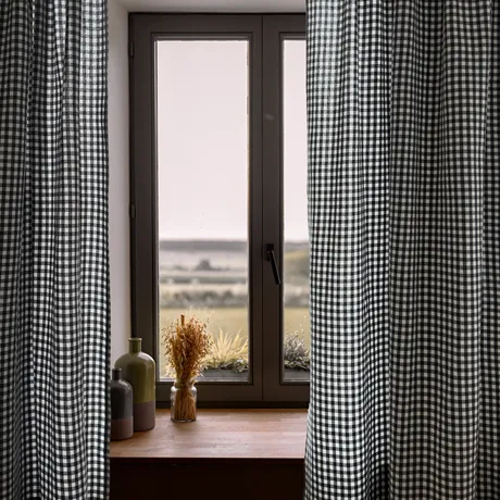 Recycled Curtain Panel 2-pack Bella, Dark Grey/White