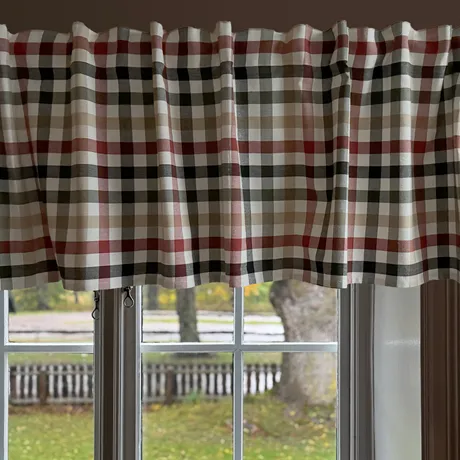 Recycled Curtain Valance Ruth, Olive Green/Black/Rust