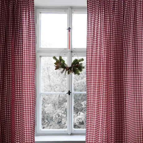 Recycled Curtain Panel 2-pack Bella, Dark Red/Beige