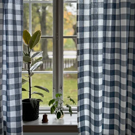 Recycled Curtain Panel 2-pack Ted, Grey Blue/Linen/White