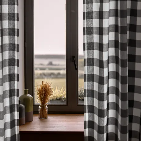 Recycled Curtain Panel 2-pack Ted, Dark Grey/Sand/White