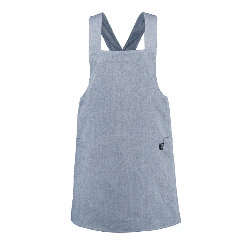 Recycled Apron Helen, Grey Blue/White