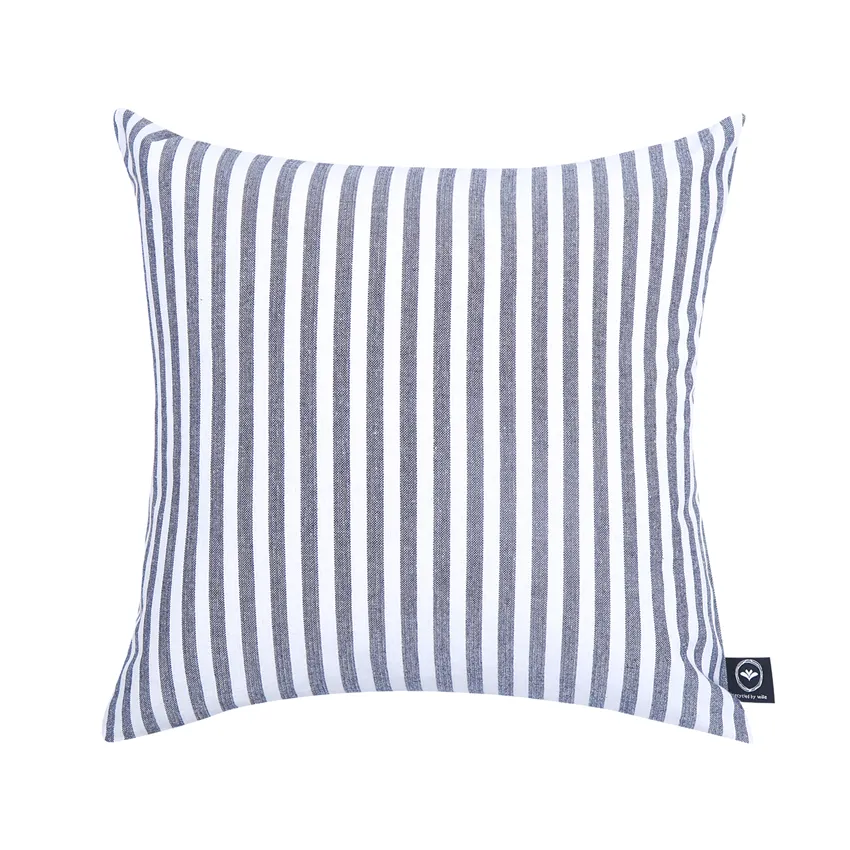 Recycled Cushion Cover Melker, Navy Blue/White