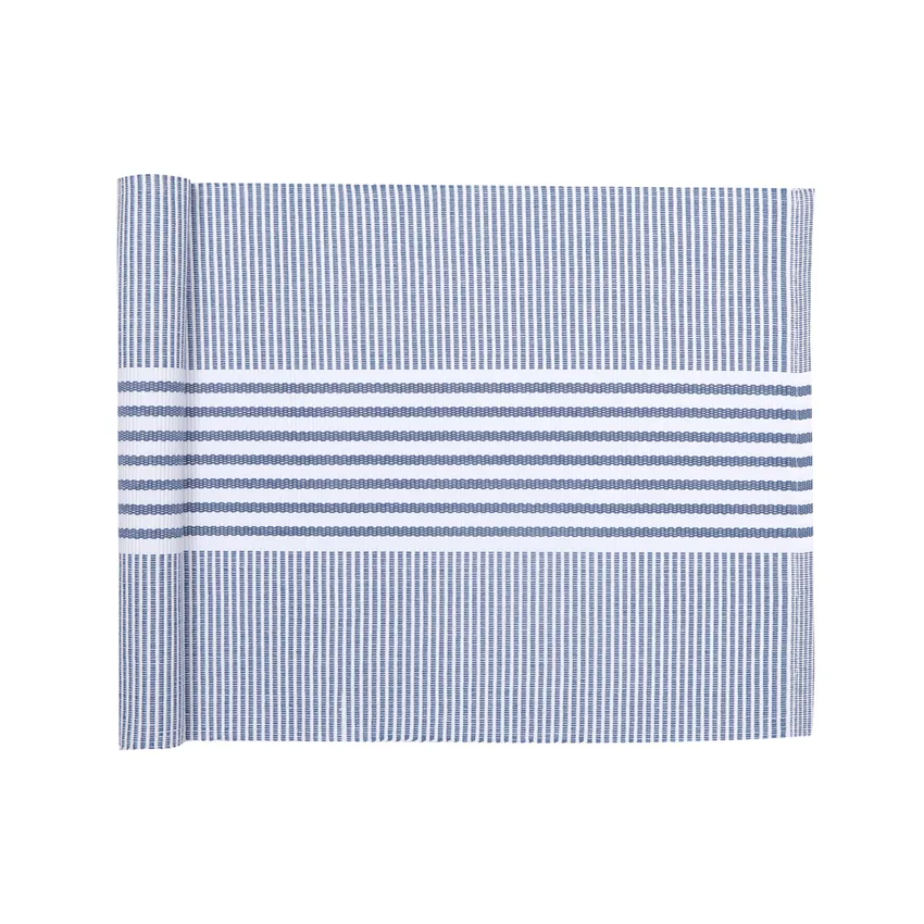 Recycled Table Runner Isa, Grey Blue/White