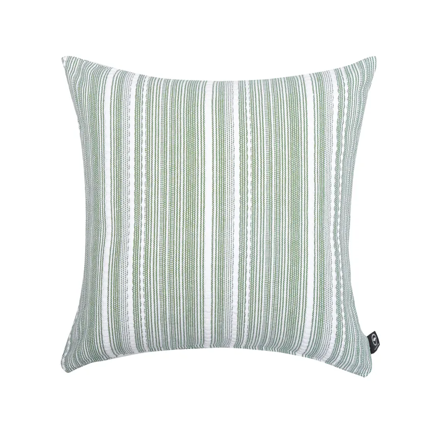 Recycled Cushion Cover Ebba, Green/White