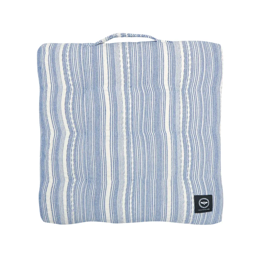 Recycled Chair Pad Ebba, Blue/Beige
