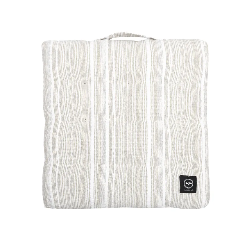Recycled Chair Pad Ebba, Linen/White