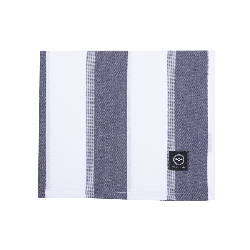 Recycled Wipeable Tablecloth Moa, Navy Blue/White