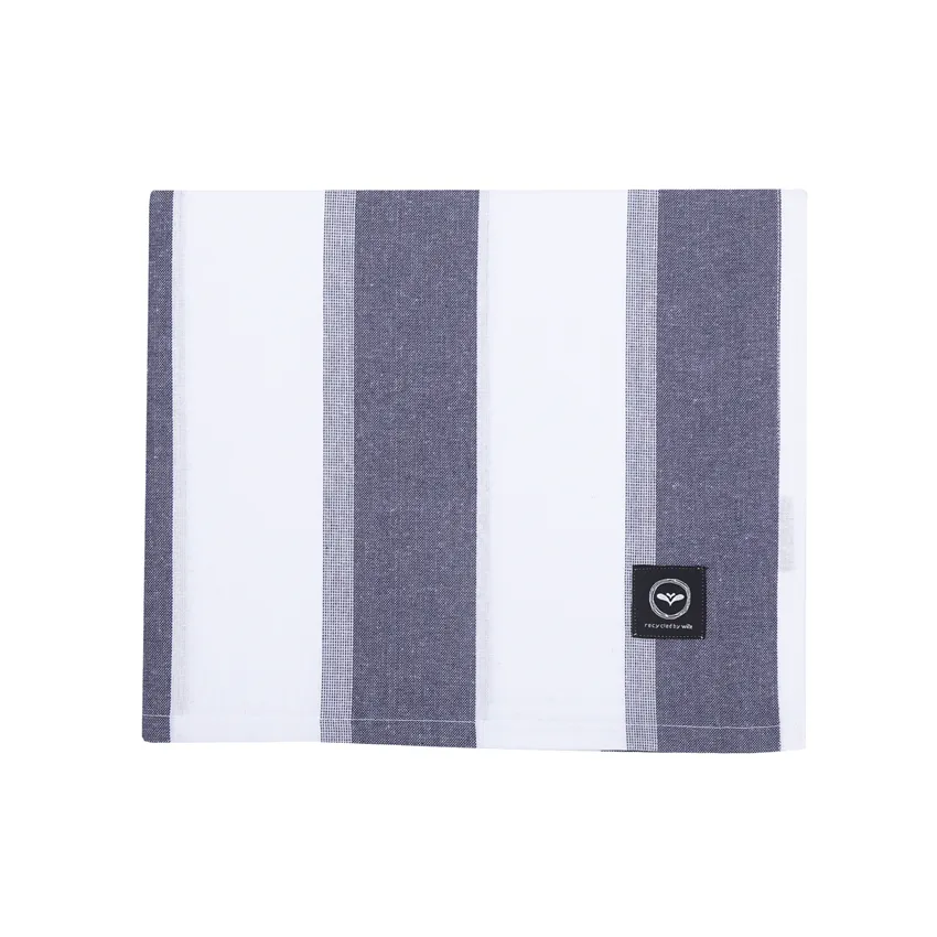 Recycled Wipeable Tablecloth Moa, Navy Blue/White