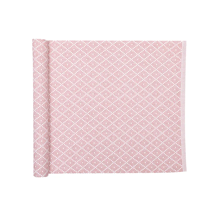 Recycled Table Runner Ella, Light Pink/White