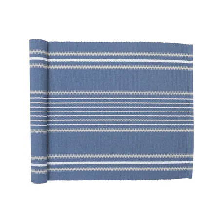 Recycled Table Runner Linda, Grey Blue/White