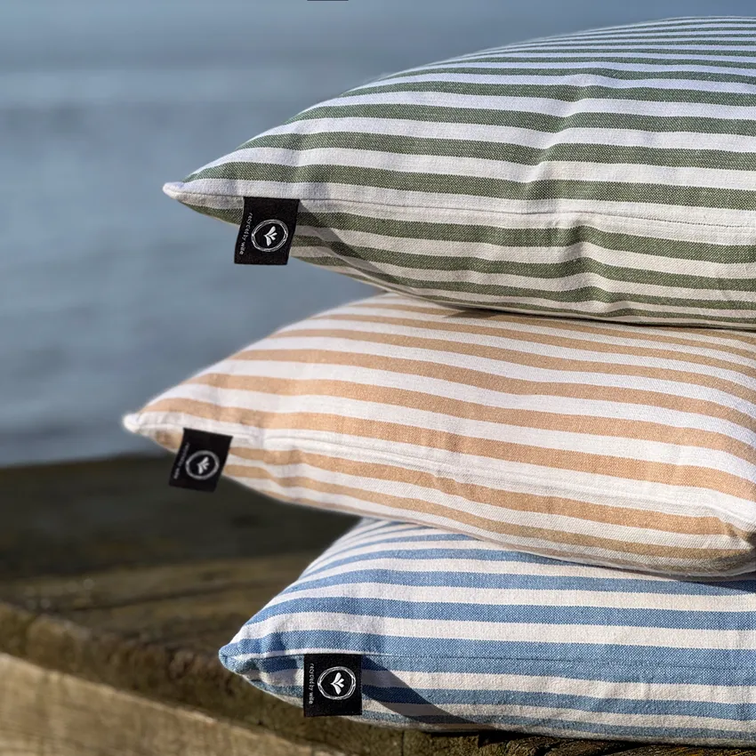 Recycled Cushion Cover Melker, Light Blue/White