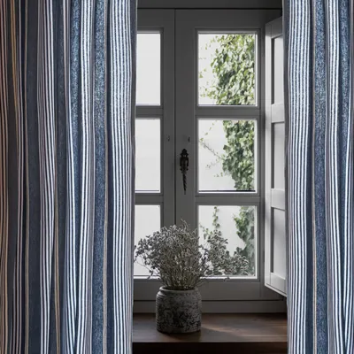 Recycled Curtain Panel 2-pack Hampus, Grey Blue/Linen
