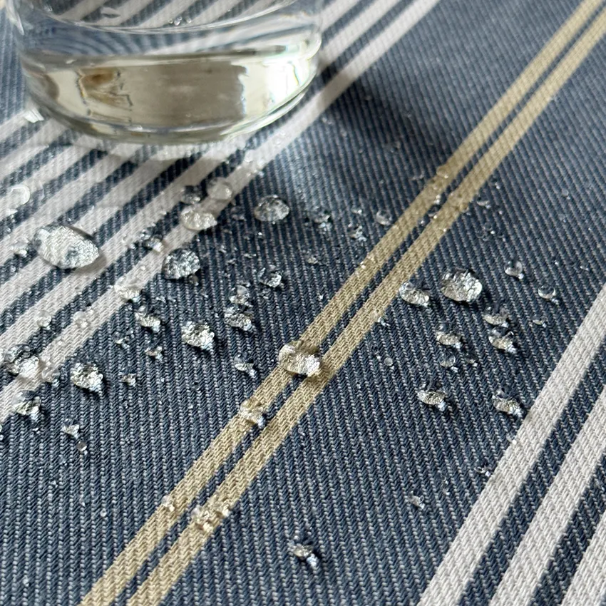 Recycled Wipeable Tablecloth Hampus, Grey Blue/Linen