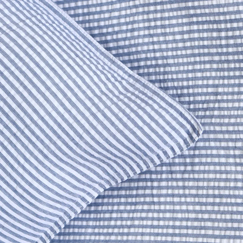 Duvet Cover Set 2-parts Seersucker, Grey Blue/White