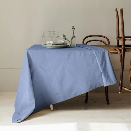 Recycled Wipeable Tablecloth Hedvig, Blue/White