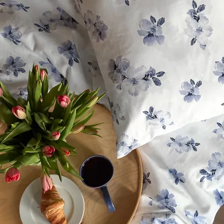 Pillowcase Satin Mona, White/Blue