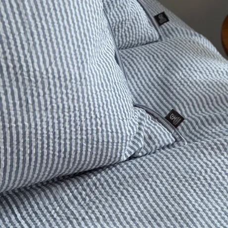 Pillowcase Seersucker, Grey Blue/White