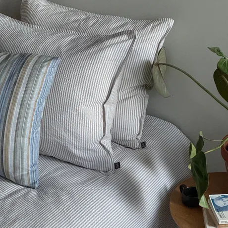 Duvet Cover Set 2-parts Seersucker, Linen/White